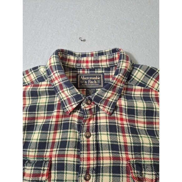 Abercrombie & Fitch Heavy Flannel Mens XXL Nova Check Plaid Shacket Relaxed EUC - Picture 4 of 9